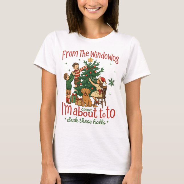 Camiseta Deck These Halls Vintage Christmas Design | Golden (Frente)