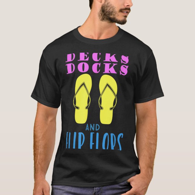 Camiseta Decks docas e chinelos design de verão (Frente)