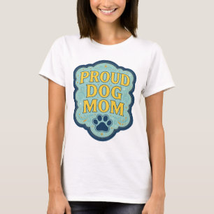 Camiseta Declaração Amarela PROUD DOG MOM Design de Slogan