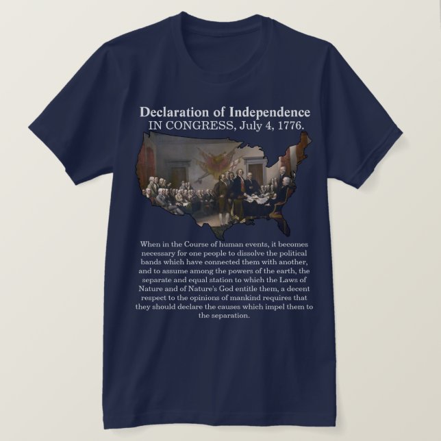 Camiseta Declaração do CONGRESSO de Independência, 4 de jul (Frente do Design)