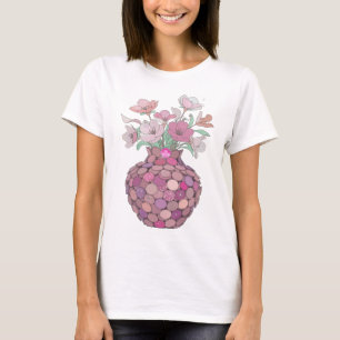 Camiseta Declaração Flores de prata EM UM VASO Design Perso