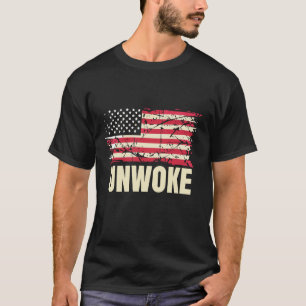 Camiseta Declaração Patriótica Não Acordada da Bandeira Ame