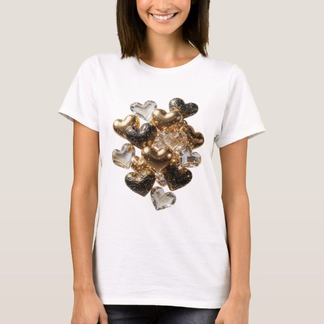 Camiseta Declaração Prata CORAÇÕES DE OURO E VIDRO (Frente)