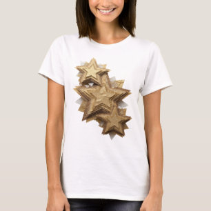 Camiseta Declaração Prata ESTRELAS DOURADAS BRILHANTES Desi