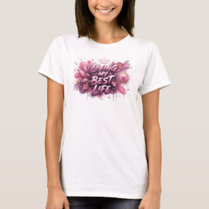 Camiseta Declarativa Rosa Divertida VIVENDO MINHA