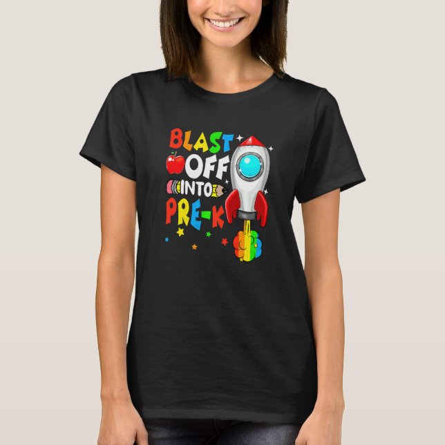 Camiseta Decolar no Pré K de Volta às Aulas Primeiro Dia (Frente)