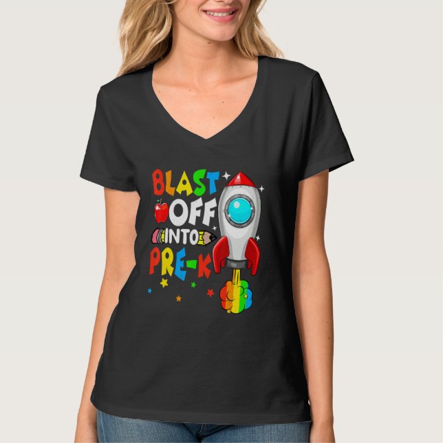 Camiseta Decolar no Pré-K de Volta às Aulas Primeiro Dia (Frente)