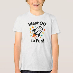 Camiseta Decolar para Diversão Design de Foguete Colorido