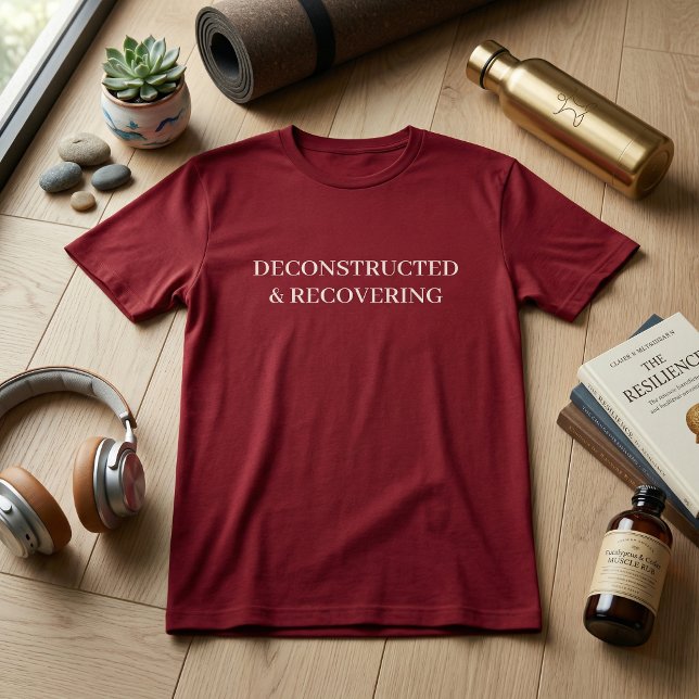 Camiseta Deconstructed & Recovering Oversized Gym | Maroon (Deconstructed & Recovering Oversized Gym Shirt | Maroon Minimalist Typography Tee | Recovery Apparel)