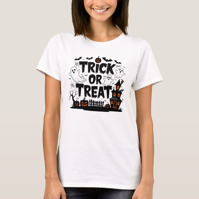 Camiseta Decoração assustadora e guloseimas de Halloween di (Frente)
