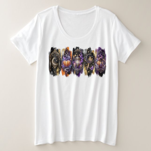 Camiseta Decoração celestial de bruxa, Halloween assustador (Frente do Design)
