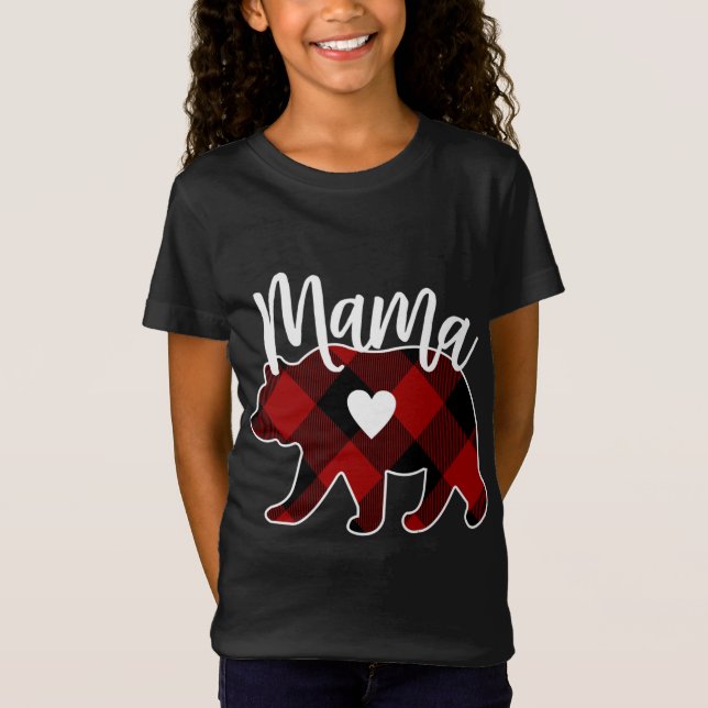 Camiseta Decoração da Xadrez de Buffalo de Natal da Mama Be (Frente)