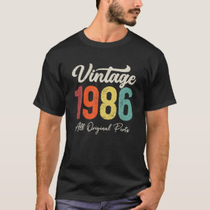 Camiseta Decoração de 37 Anos de Idade Vintage 1986 37º Ani