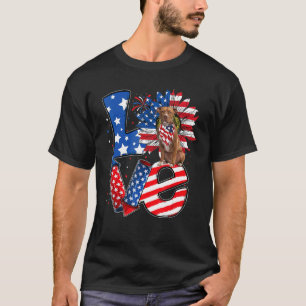 Camiseta Decoração de 4 de Julho Patriótica CÃO Pitbull AMO
