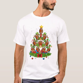 Camiseta Decoração de árvore de Natal de futebol