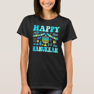 Camiseta Decoração de festa feliz de Hanukkah Menorah Dreid