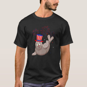 Camiseta Decoração de fogos de artifício de azuis vermelhos