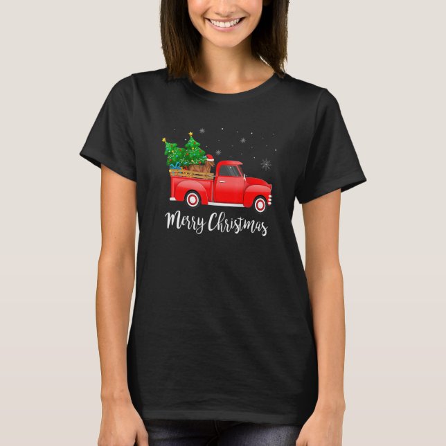 Camiseta Decoração de Natal de Cachorro Dachshund andando e (Frente)