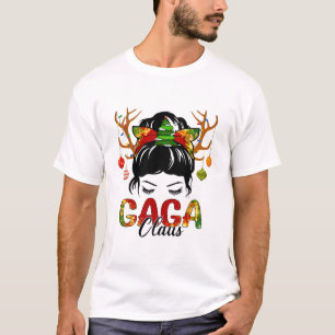 Camiseta Decoração de Natal de Gaga Claus Messy Bun Piscar