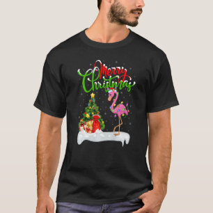 Camiseta Decoração de Natal Flamingo Pássaro Flamingo Santa