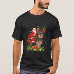 Camiseta Decoração de Natal Papai Noel Montando Cachorro Yo