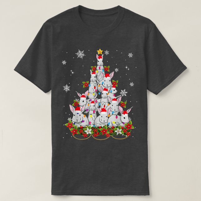 Camiseta Decoração de Ornamento de Árvore de Natal Coelho (Frente do Design)