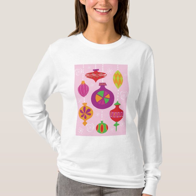 Camiseta Decoração numerosa do Natal ilustrada no diffe (Frente)