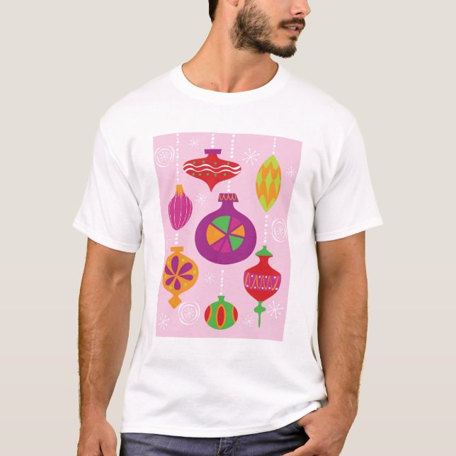 Camiseta Decoração numerosa do Natal ilustrada no diffe (Frente)