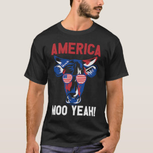 Camiseta Decoração Patriótica Americana Moo Sim