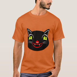 Camiseta Decoração Vintage de Halloween Gato Preto I