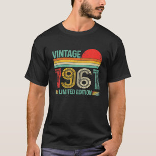 Camiseta Decorações de Aniversário de 65 Anos Vintage 1961 