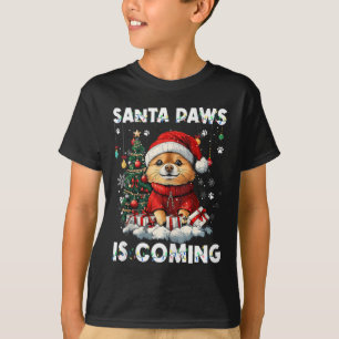 Camiseta Decorações de Árvores de Natal Pomeranianas Cachor