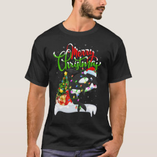 Camiseta Decorações de Natal Amante de Peixe Orca Santa Cri