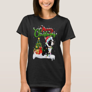 Camiseta Decorações de Natal Cachorro Boston Terrier Papai
