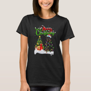 Camiseta Decorações de Natal Cachorro Doberman Pinscher San