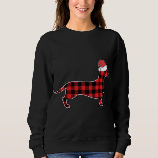Camiseta Decorações de Natal Dachshund Xadrez Vermelha Buff