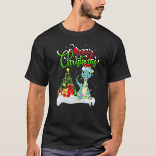 Camiseta Decorações de Natal de Dinossauro Papai Noel Dinos