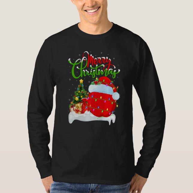 Camiseta Decorações de Natal de Frutas Maçã Santa Maçã Nata (Frente)