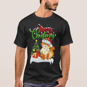 Camiseta Decorações de Natal de Gato Gato de Natal do Papai