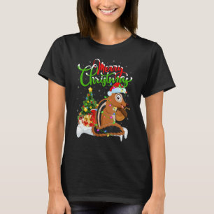Camiseta Decorações de Natal Esquilo Santa Esquilo Natal