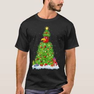 Camiseta Decorações de Natal Luzes Papais noeis de Pássaro 