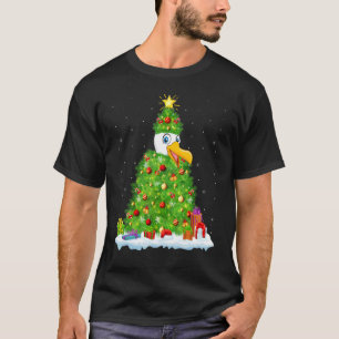 Camiseta Decorações de Natal Luzes Santa Gaivota Pássaro Na