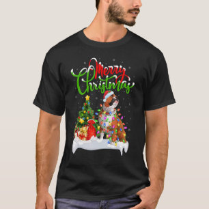 Camiseta Decorações de Natal Papai Noel Bulldog Inglês Nata