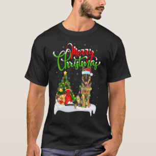 Camiseta Decorações de Natal Papai Noel Cachorro Pastor Ale