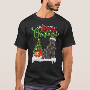 Camiseta Decorações de Natal Papai Noel Cachorro Schnauzer