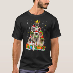 Camiseta Decorações de Natal Tonkinese Árvore Rena Gato
