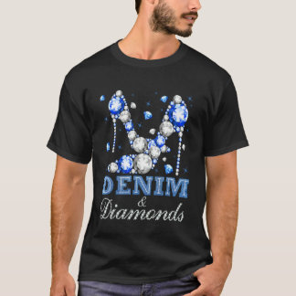 Camiseta Decorações de Saltos Altos de Denim & Diamantes pa
