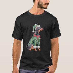 Camiseta Decorações do Doberman Elf do Natal Cachorrem no N