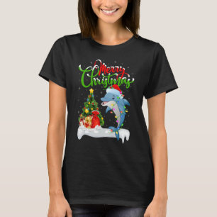 Camiseta Decorações do Golfinho Xmas Papais noeis Natal do 
