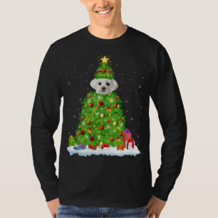Camiseta Decorações do Natal Luzes Papais noeis Maltês Cach